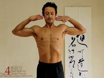 arms to side, elbows bent, externally rotated, rotator cuff exercises, shoulder exercises, arm rotations