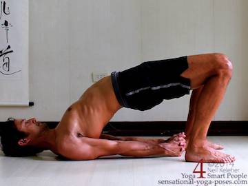 bridge pose with hands clasped Neil Keleher. Sensational Yoga Poses.
