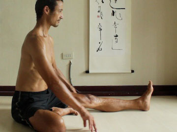 Marichyasana A with torso upright. janu sirsasana a prep position, sitting upright