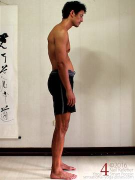 Posture Practice Standing 3 Slouch relaxing the abs by letting the ribcage sink down