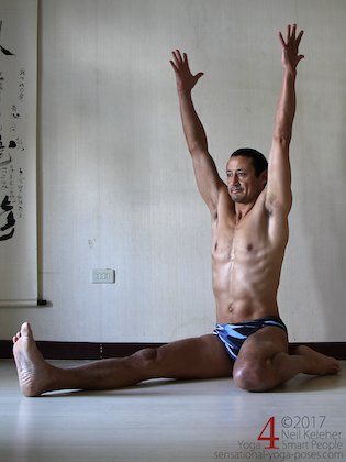 Quadriceps Half Hero 25 Stretching the quadriceps with one leg kneeling and the other leg straight. Neil Keleher. Sensational Yoga Poses.