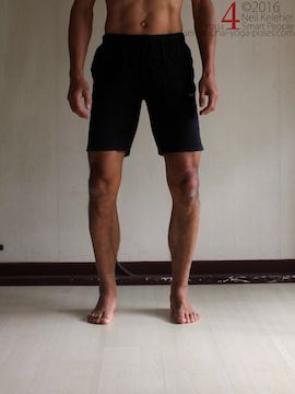Shins rotated externally so that inner arches of feet lift and outer edges of heels press down. Shins rotated externally so that inner arches of feet lift and outer edges of heels press down. Neil Keleher. Sensational Yoga Poses.
