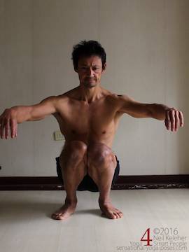 Shins rotated inwards in deep squat. Shins rotated inwards in deep squat. Neil Keleher. Sensational Yoga Poses.