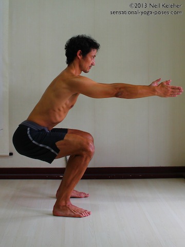 Squat body weight squats, yoga for strength