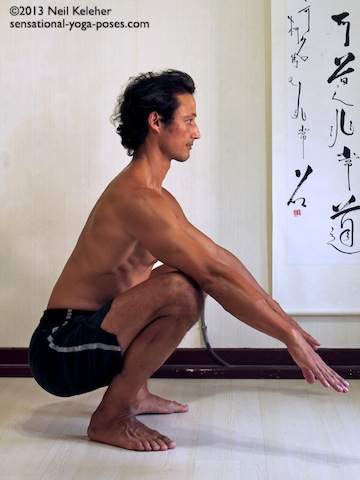 squat, bottom position, yoga for strength